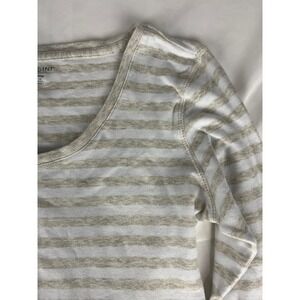 Massini‎ Striped Long Sleeve Tunic Top XL Beige White Scoop Neck Soft